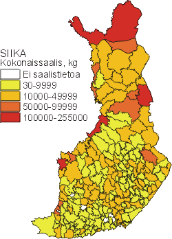 карта распространения сига в Финляндии